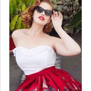 White Dixiefried bustier top by Pinup Couture